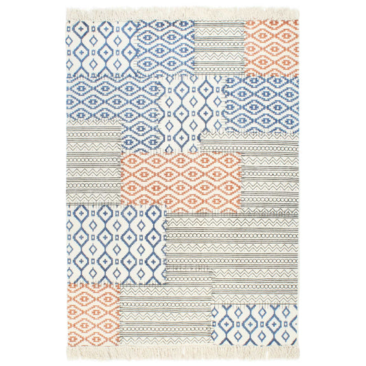 vidaXL Handwoven Kilim Rug Cotton 120x180 cm Printed Multicolour