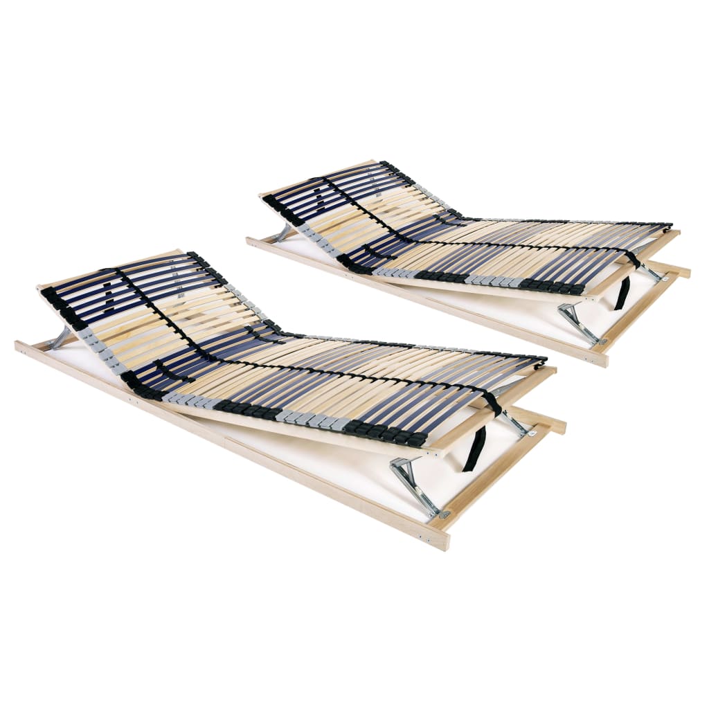 vidaXL Slatted Bed Bases 2 pcs with 42 Slats 7 Zones 70x200 cm