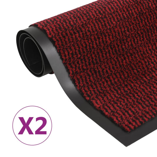 vidaXL Dust Control Mats 2 pcs Rectangular Tufted 60x90 cm Red