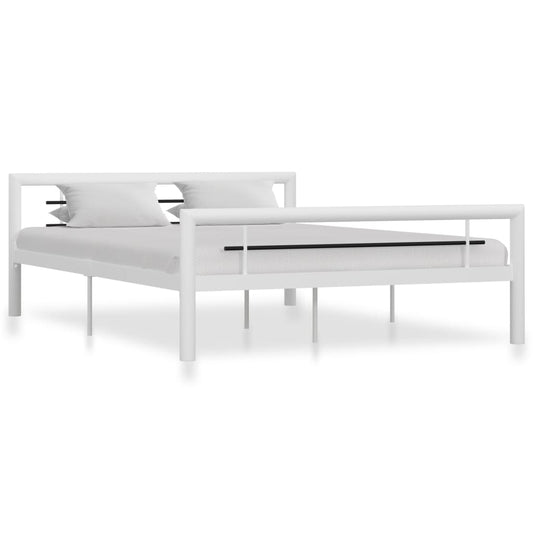 vidaXL Bed Frame White and Black Metal 120x200 cm