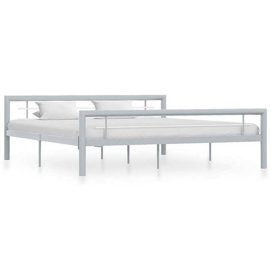 vidaXL Bed Frame Grey and White Metal 180x200 cm 6FT Super King