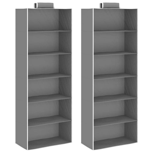 vidaXL Hanging Closet Organisers 2 pcs with 6 Shelves Fabric