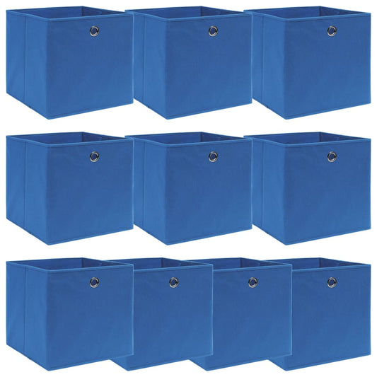 vidaXL Storage Boxes 10 pcs Blue 32x32x32 cm Fabric