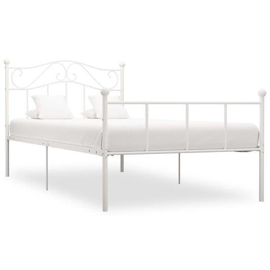 vidaXL Bed Frame White Metal 90x200 cm