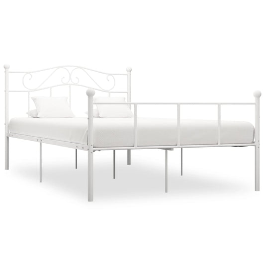 vidaXL Bed Frame White Metal 140x200 cm