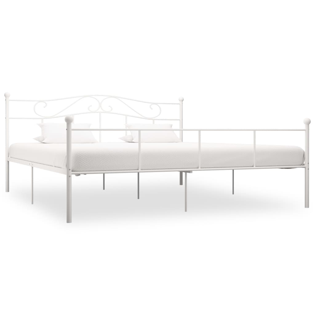 vidaXL Bed Frame White Metal 180x200 cm 6FT Super King