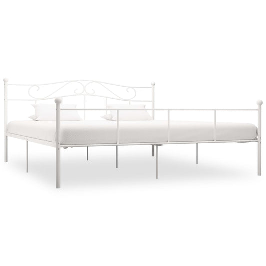 vidaXL Bed Frame White Metal 180x200 cm 6FT Super King