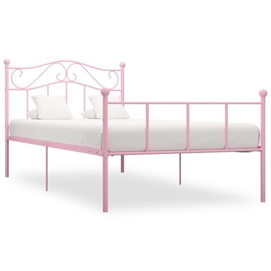 vidaXL Bed Frame Pink Metal 100x200 cm
