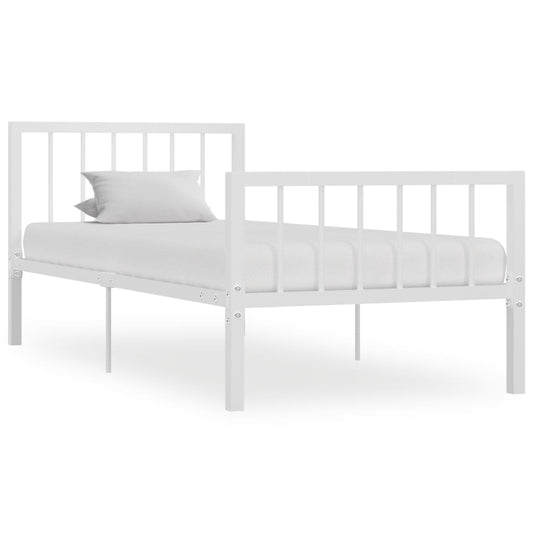 vidaXL Bed Frame White Metal 100x200 cm