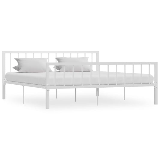 vidaXL Bed Frame White Metal 180x200 cm 6FT Super King