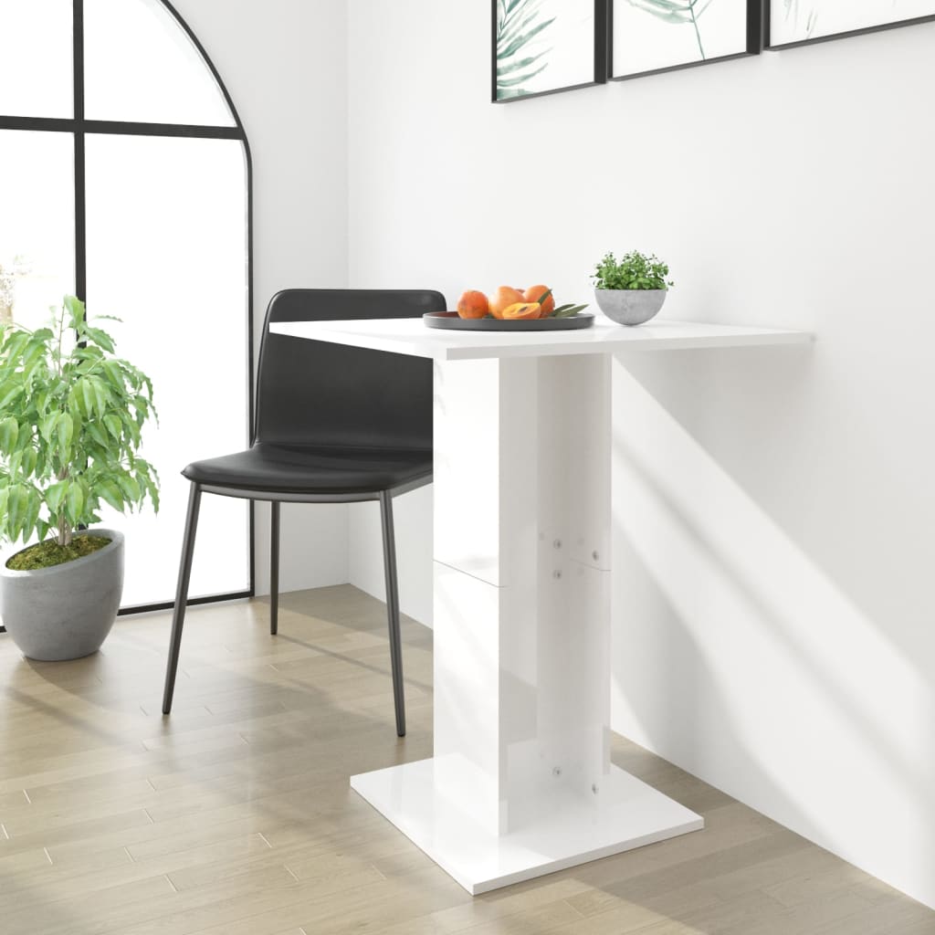 vidaXL Bistro Table High Gloss White 60x60x75 cm Engineered Wood