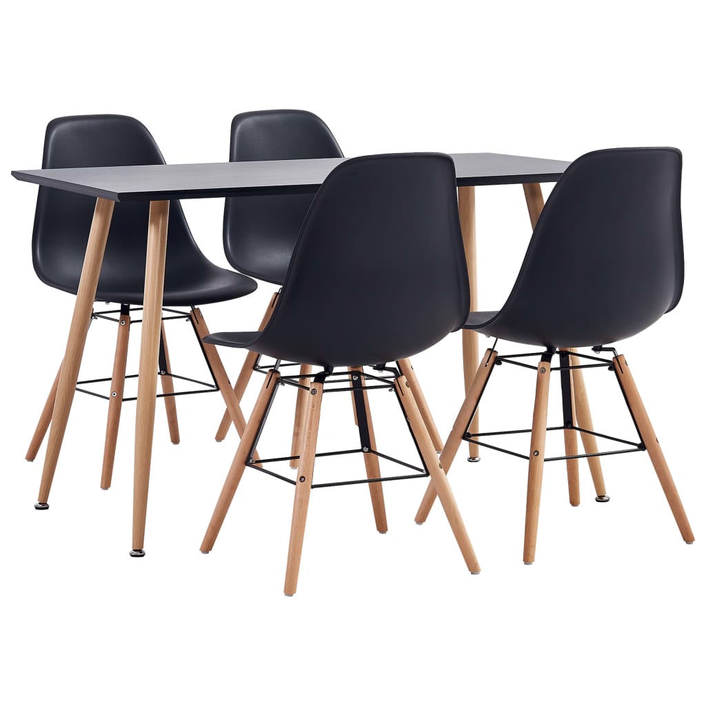 vidaXL 5 Piece Dining Set Plastic Black