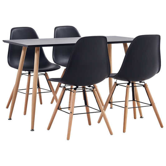 vidaXL 5 Piece Dining Set Plastic Black