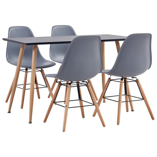 vidaXL 5 Piece Dining Set Plastic Grey