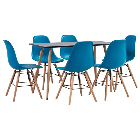 vidaXL 7 Piece Dining Set Plastic Turquoise