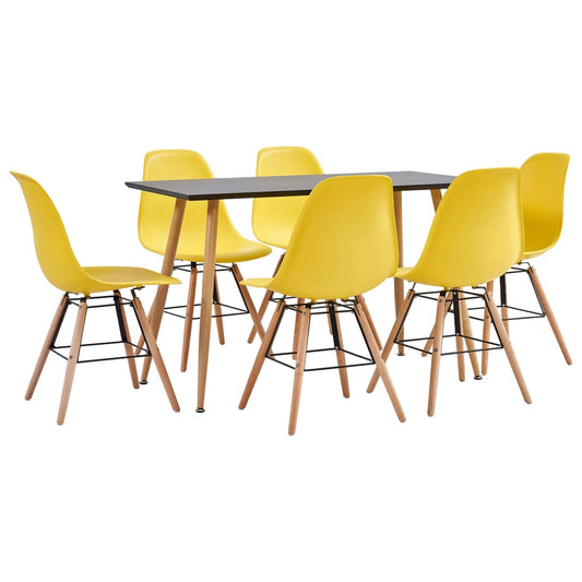 vidaXL 7 Piece Dining Set Plastic Yellow