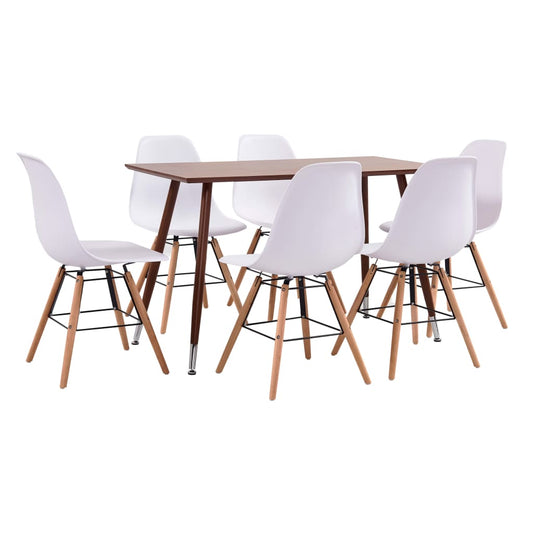 vidaXL 7 Piece Dining Set Plastic White