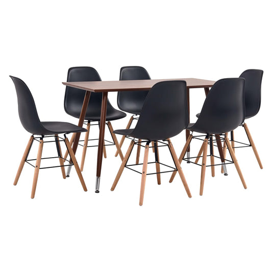 vidaXL 7 Piece Dining Set Plastic Black