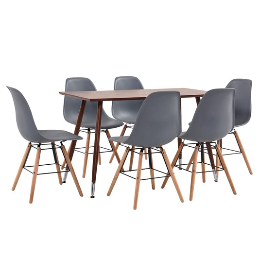 vidaXL 7 Piece Dining Set Plastic Grey