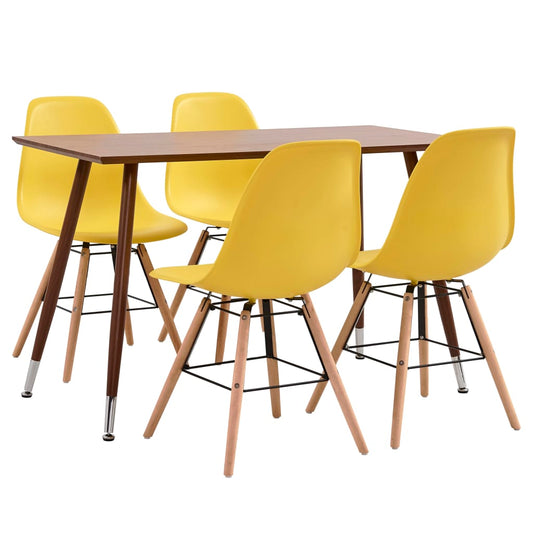 vidaXL 5 Piece Dining Set Plastic Yellow