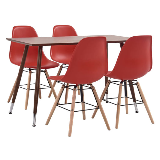 vidaXL 5 Piece Dining Set Plastic Red