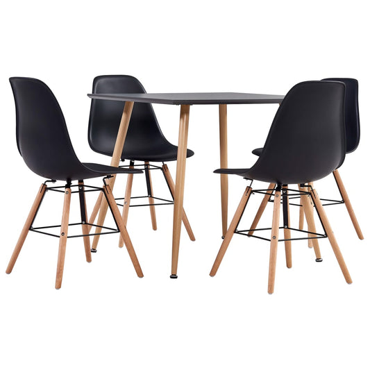 vidaXL 5 Piece Dining Set Plastic Black