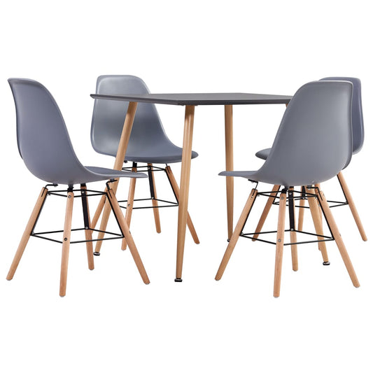 vidaXL 5 Piece Dining Set Plastic Grey