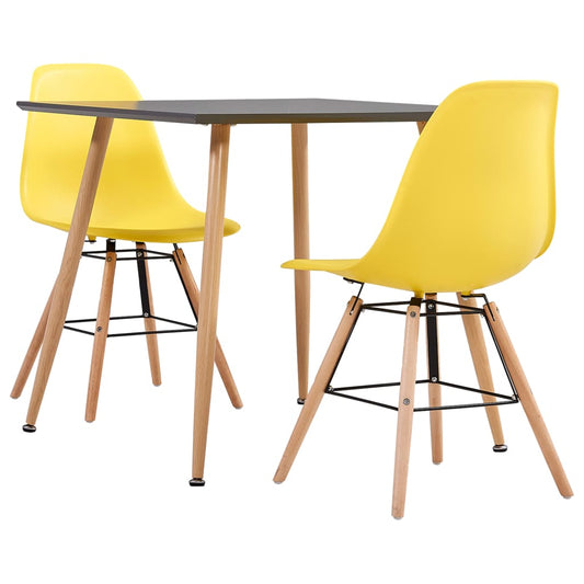 vidaXL 3 Piece Dining Set Plastic Yellow