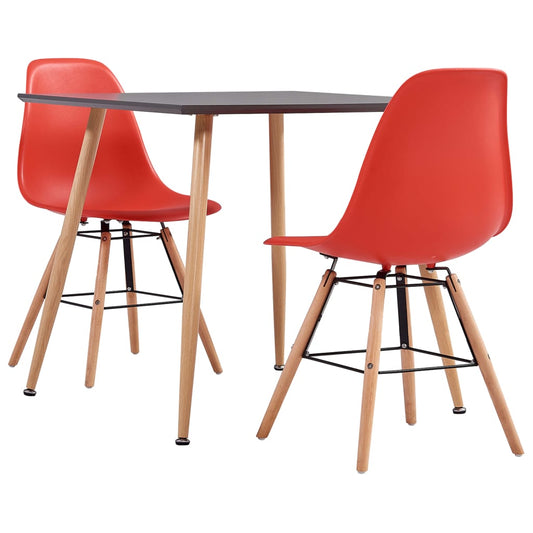 vidaXL 3 Piece Dining Set Plastic Red