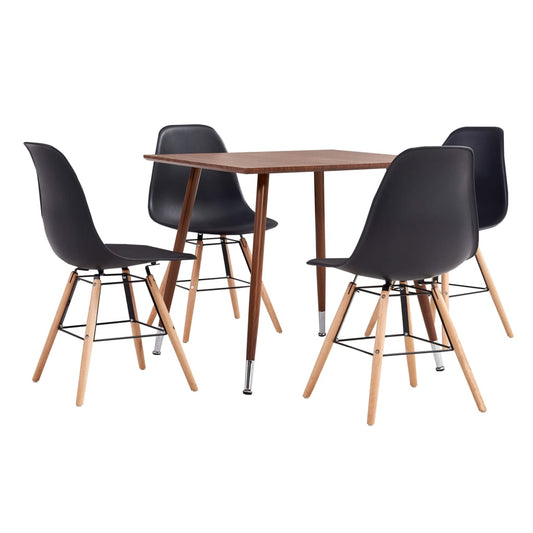 vidaXL 5 Piece Dining Set Plastic Black