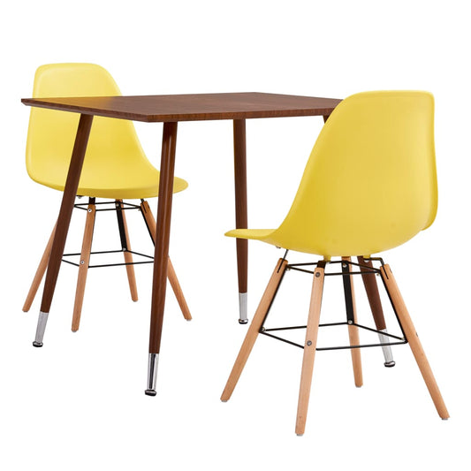 vidaXL 3 Piece Dining Set Plastic Yellow