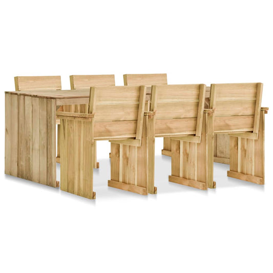vidaXL 7 Piece Outdoor Dining Set Impregnated Pinewood