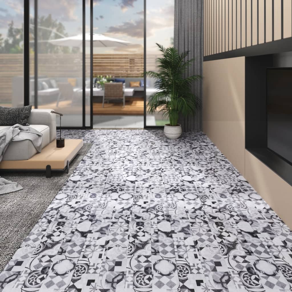 vidaXL PVC Flooring Planks 5.02 mŒ_ 2 mm Self-adhesive Grey Pattern