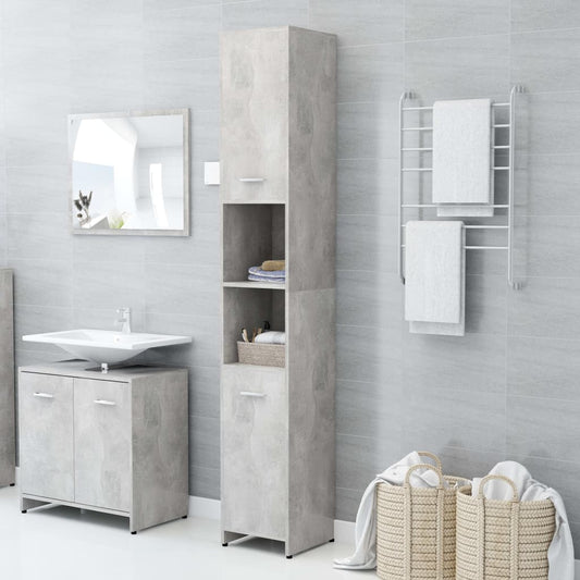 vidaXL Bathroom Cabinet Concrete Grey 30x30x183.5 cm Engineered Wood