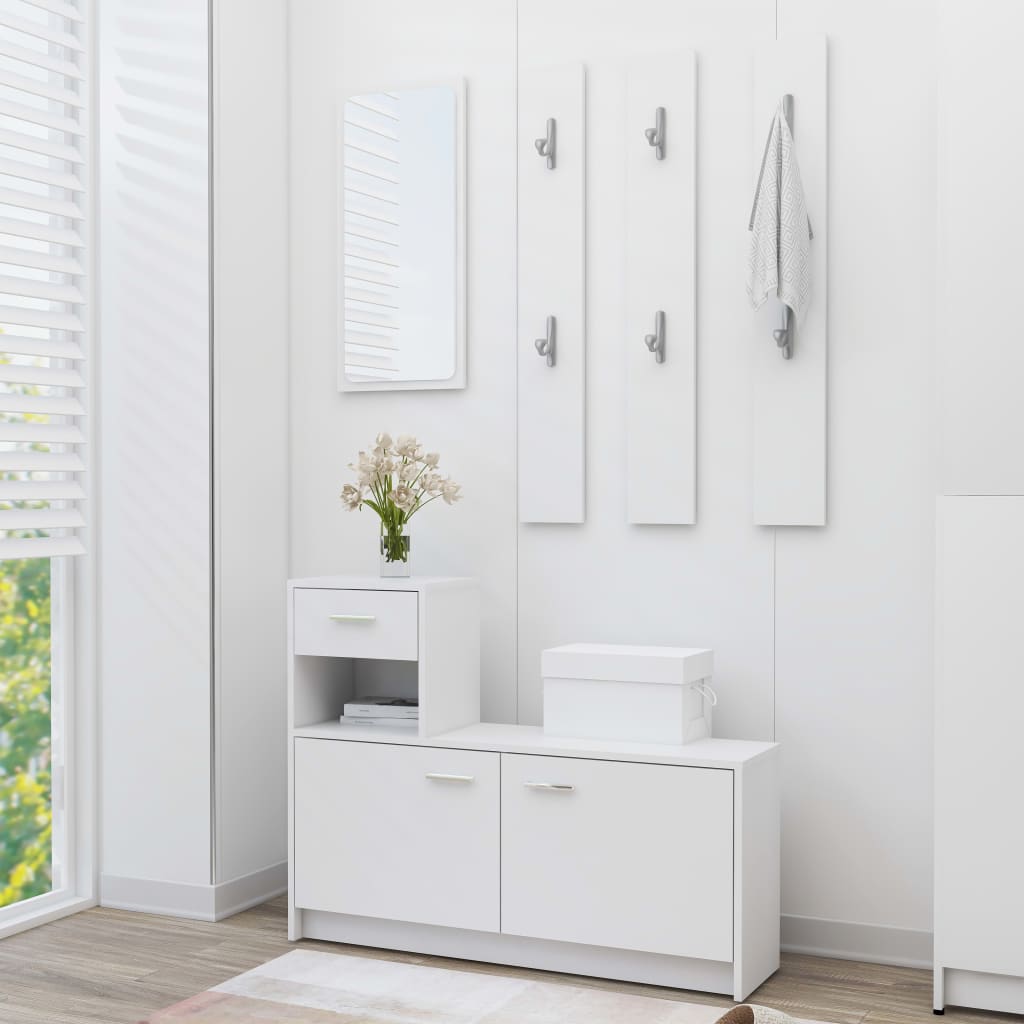 vidaXL Hallway Unit White 100x25x76.5 cm Engineered Wood