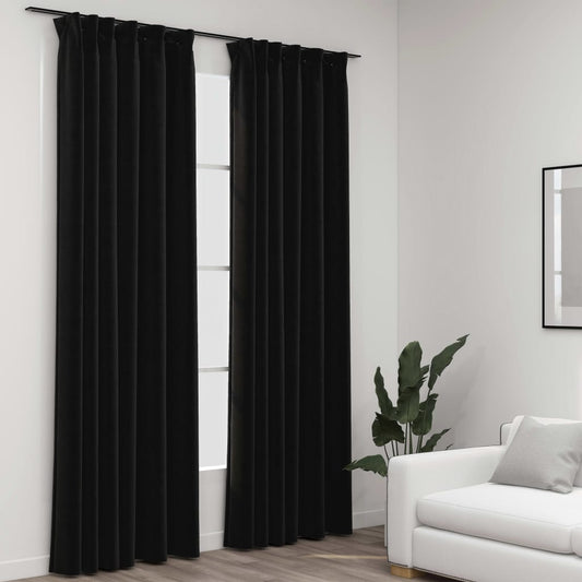 vidaXL Linen-Look Blackout Curtains with Hooks 2 pcs Anthracite 140x245 cm