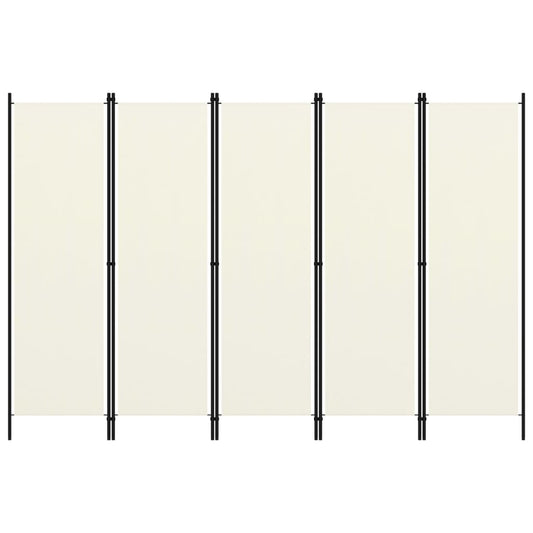 vidaXL 5-Panel Room Divider Cream White 250x180 cm