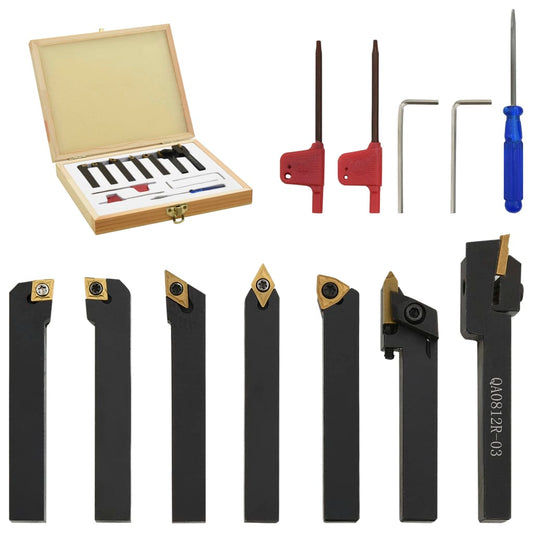 vidaXL 12 Pieces Indexable Turning Tool Set 8x8 mm 70 mm
