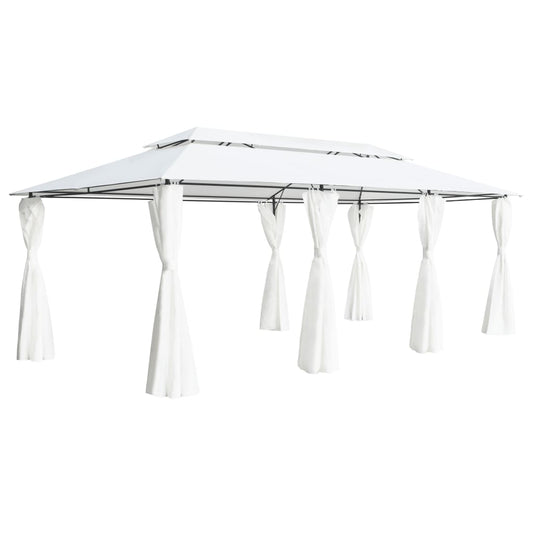 vidaXL Gazebo with Curtains 600x298x270 cm White 180g/mŒ_