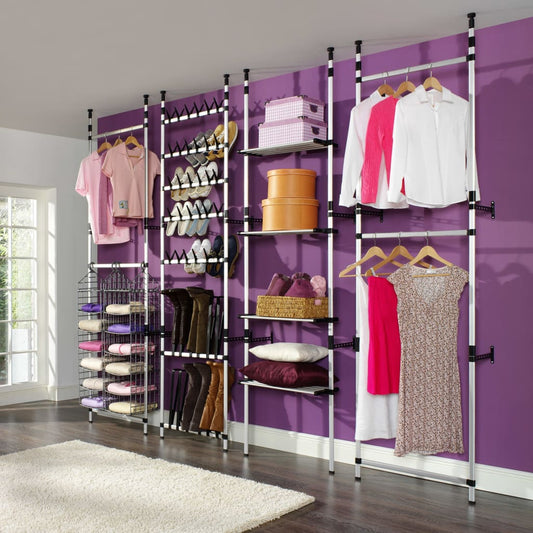 vidaXL Telescopic Shoe Rack with Rods Aluminium