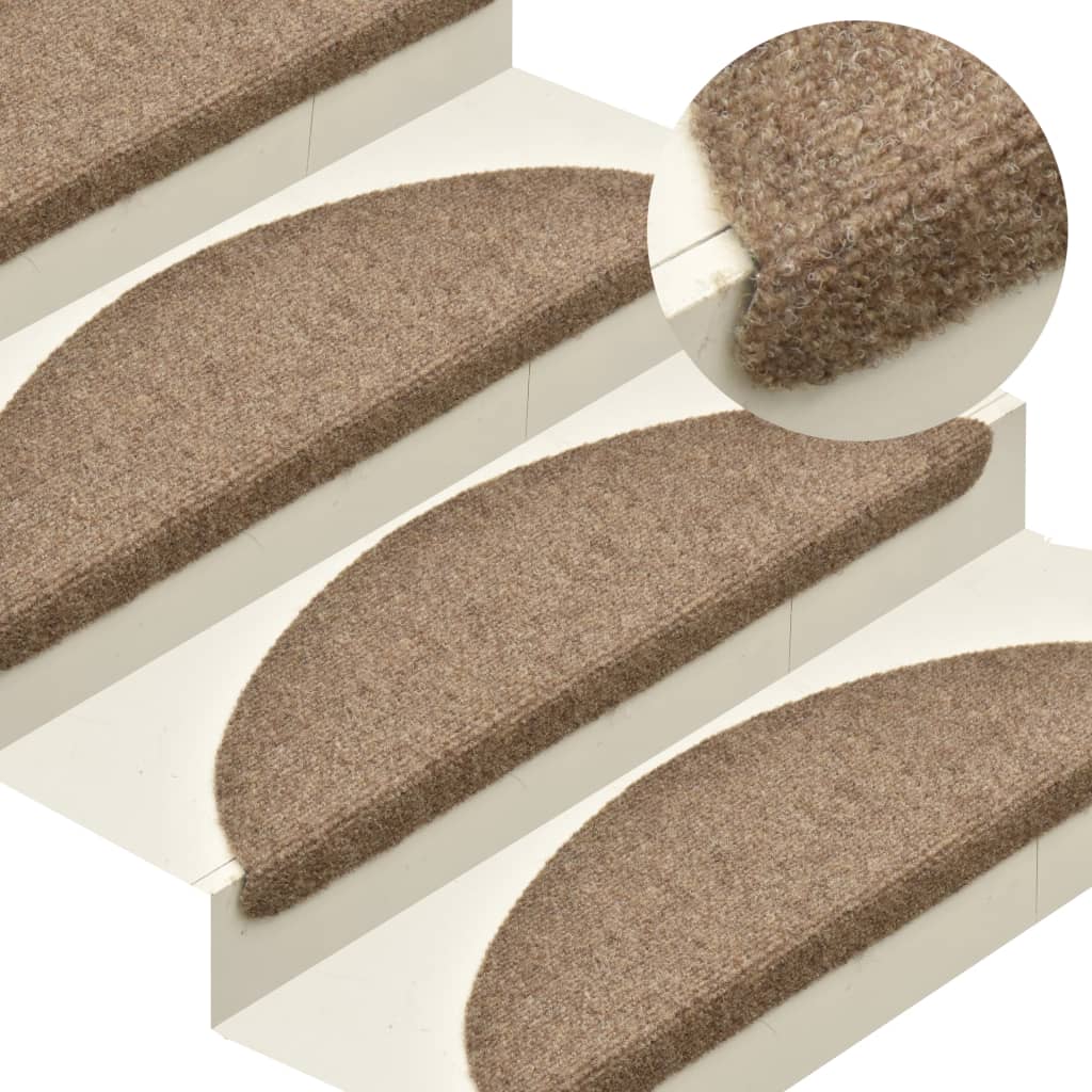 vidaXL Self-adhesive Stair Mats 15 pcs Cream 65x21x4 cm Needle Punch
