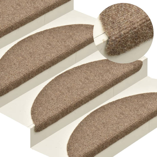 vidaXL Self-adhesive Stair Mats 15 pcs Cream 65x21x4 cm Needle Punch