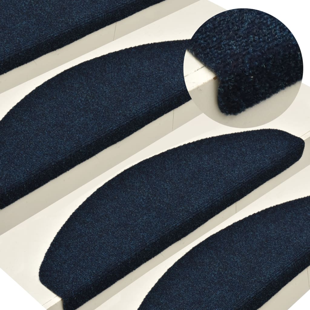 vidaXL Self-adhesive Stair Mats 15 pcs Navy 65x21x4 cm Needle Punch