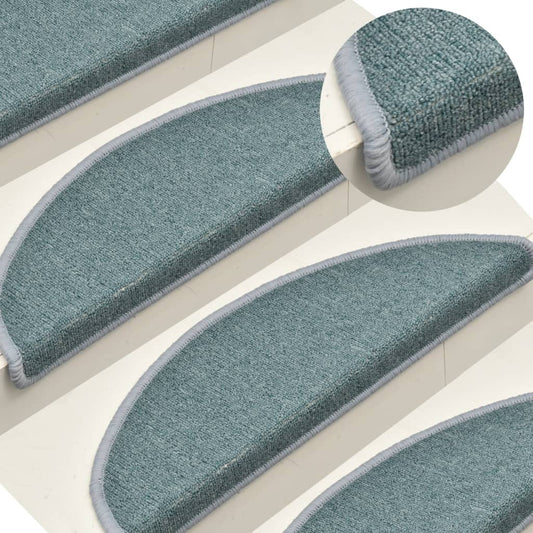 vidaXL Carpet Stair Treads 15 pcs Blue 56x17x3 cm