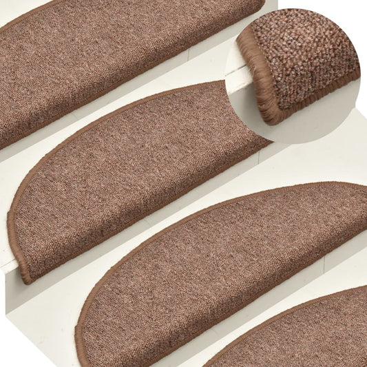 vidaXL Carpet Stair Treads 15 pcs Brown 56x17x3 cm