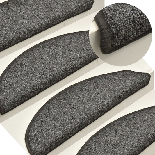vidaXL Carpet Stair Treads 15 pcs Dark Grey 65x24x4 cm