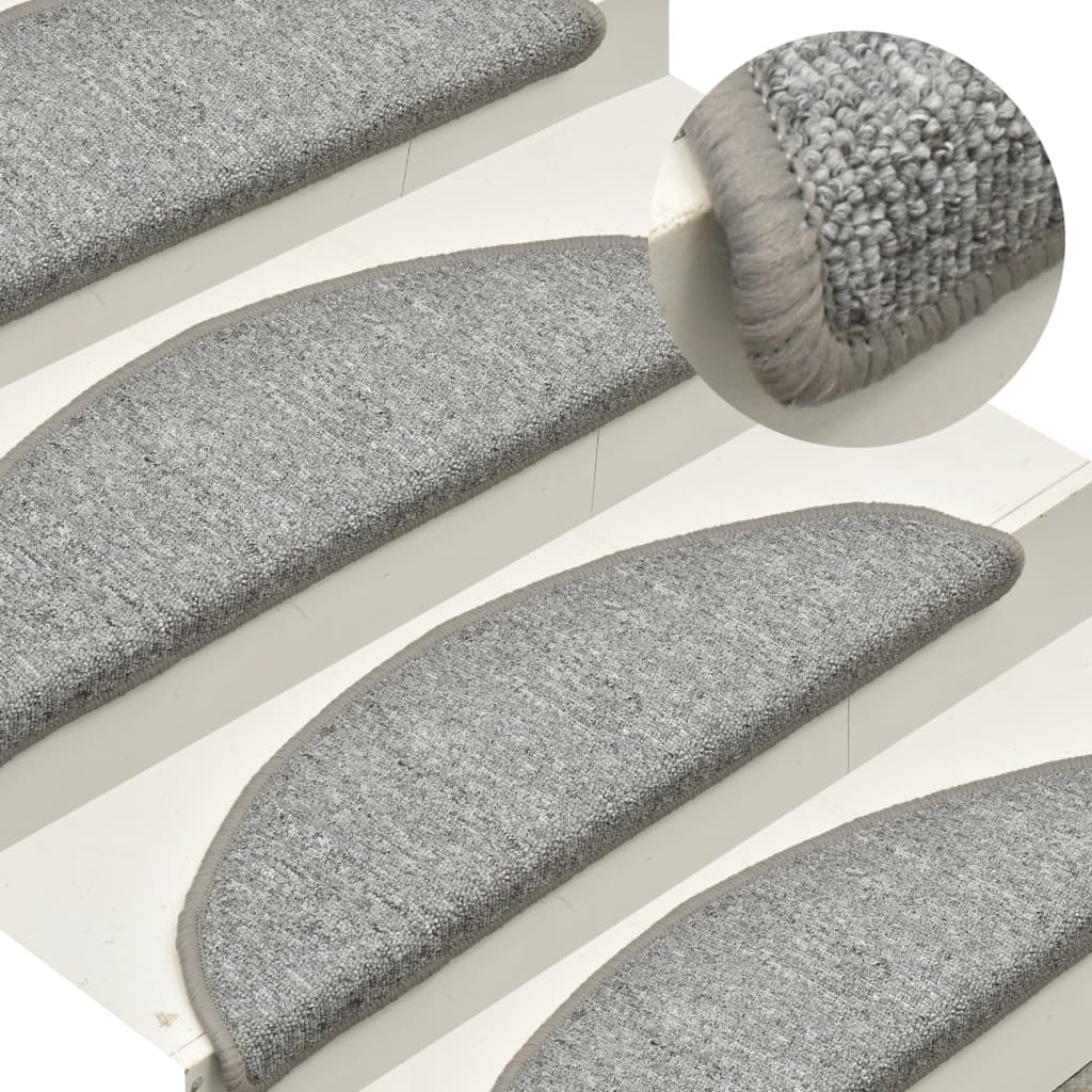 vidaXL Carpet Stair Treads 15 pcs Light Grey 56x17x3 cm