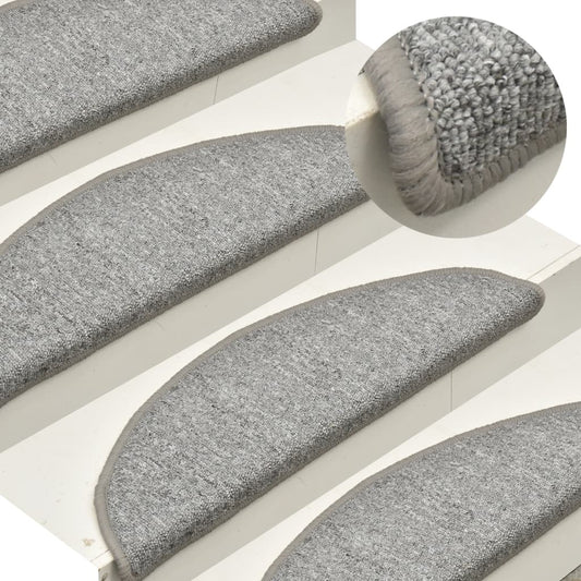 vidaXL Carpet Stair Treads 15 pcs Light Grey 56x17x3 cm