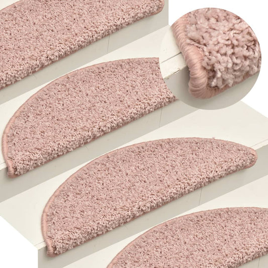 vidaXL Carpet Stair Treads 15 pcs Light Pink 56x17x3 cm