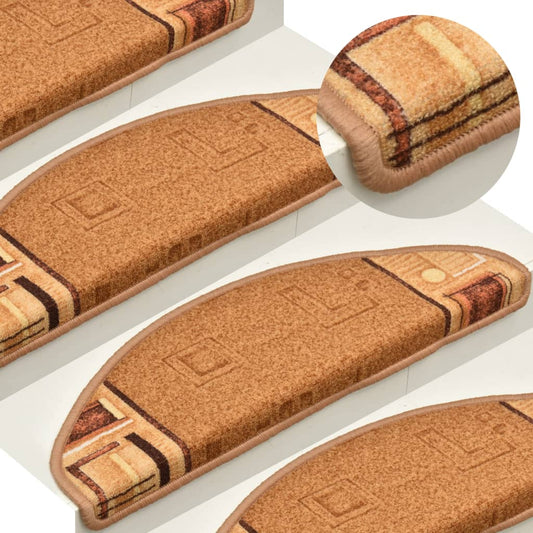 vidaXL Self-adhesive Stair Mats 15 pcs Beige 65x21x4 cm